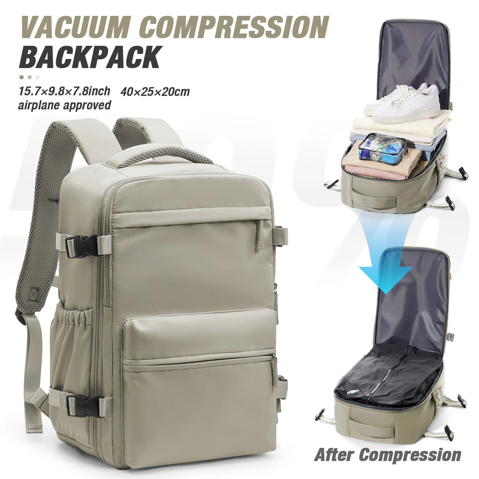 Travel Essentials Vacuum Storage Backpack bags, Air Vacuum Compressed Bag Hand Luggage, Suitcases Vacuum Clothes Storage