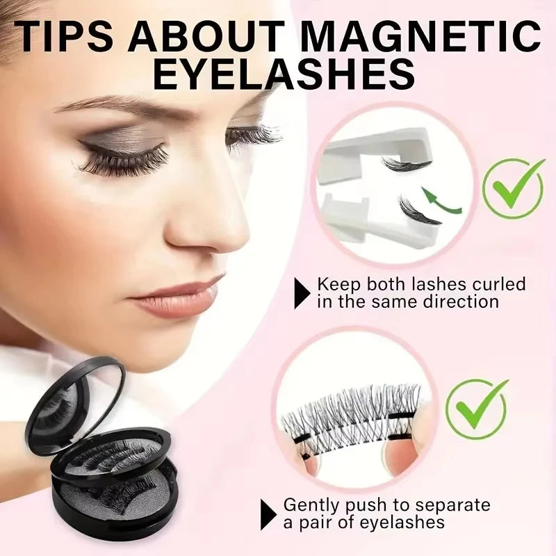 8pcs Magnetic False Eyelashes,No Glue Required with Tweezers,Reusable Double Magnetic False Eyelashes Makeup for Party Daily Use