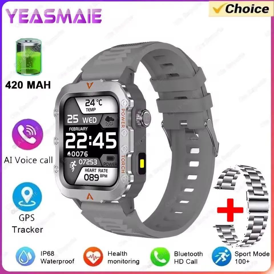 New Outdoor Sports Smart Watch 2.01 inch HD Screen LED Flashlight Bluetooth Talking GPS Tracker Smart Watch for Men Women Gift