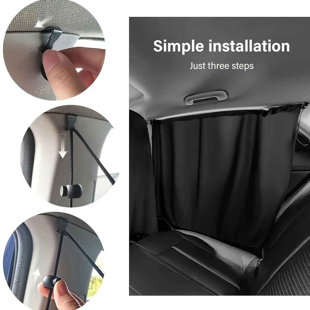 4pcs Car Privacy Curtain Set Window Shade Privacy Travel Nap Night Car Camping Detachable Simple Curtain