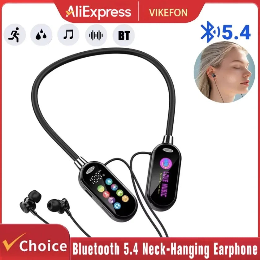 Wireless Neckband Bluetooth Earbuds Ear Monitor Karaoke Live Headphones ENC Noise Reduction Long Lasting Battery TF Card