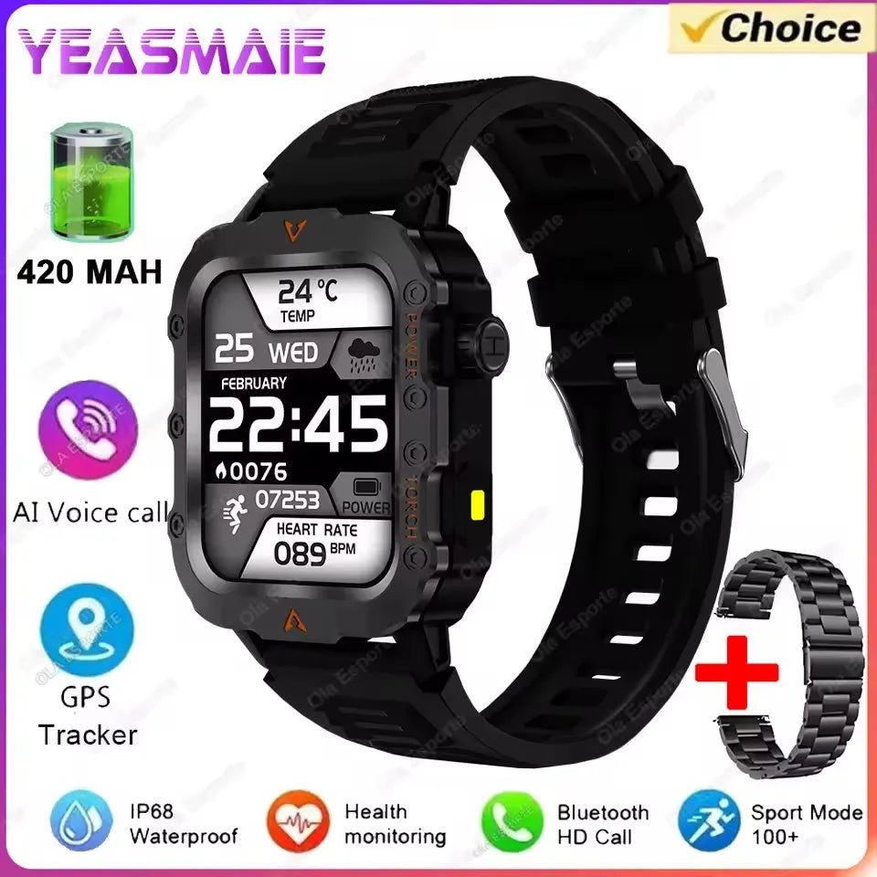 New Outdoor Sports Smart Watch 2.01 inch HD Screen LED Flashlight Bluetooth Talking GPS Tracker Smart Watch for Men Women Gift