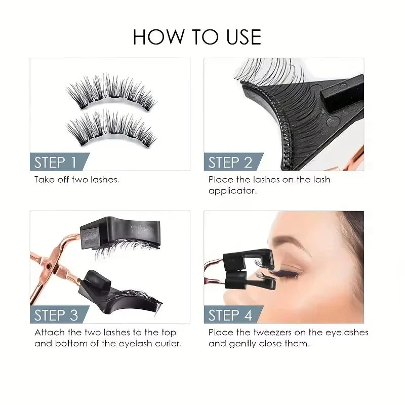 8pcs Magnetic False Eyelashes,No Glue Required with Tweezers,Reusable Double Magnetic False Eyelashes Makeup for Party Daily Use
