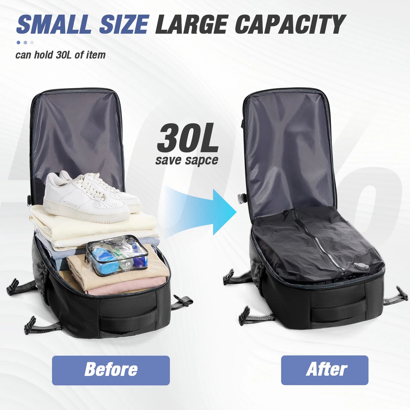 Travel Essentials Vacuum Storage Backpack bags, Air Vacuum Compressed Bag Hand Luggage, Suitcases Vacuum Clothes Storage