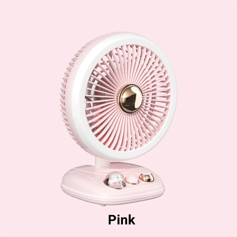 Portable Desk Fan Table Fan Stepless Speeds USB Fan With Built-in 4000mAh Rechargeable Battery And 3 Brigtness Night Light