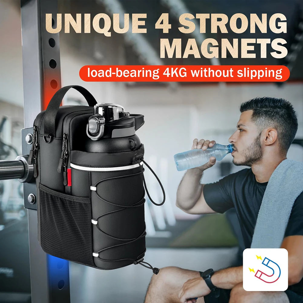 Magnetic Gym Bag Magnetic Sling Pocket Bottle Holder Crossbody Bag Gym Pouch for Men Women Gym Accessories Organizer