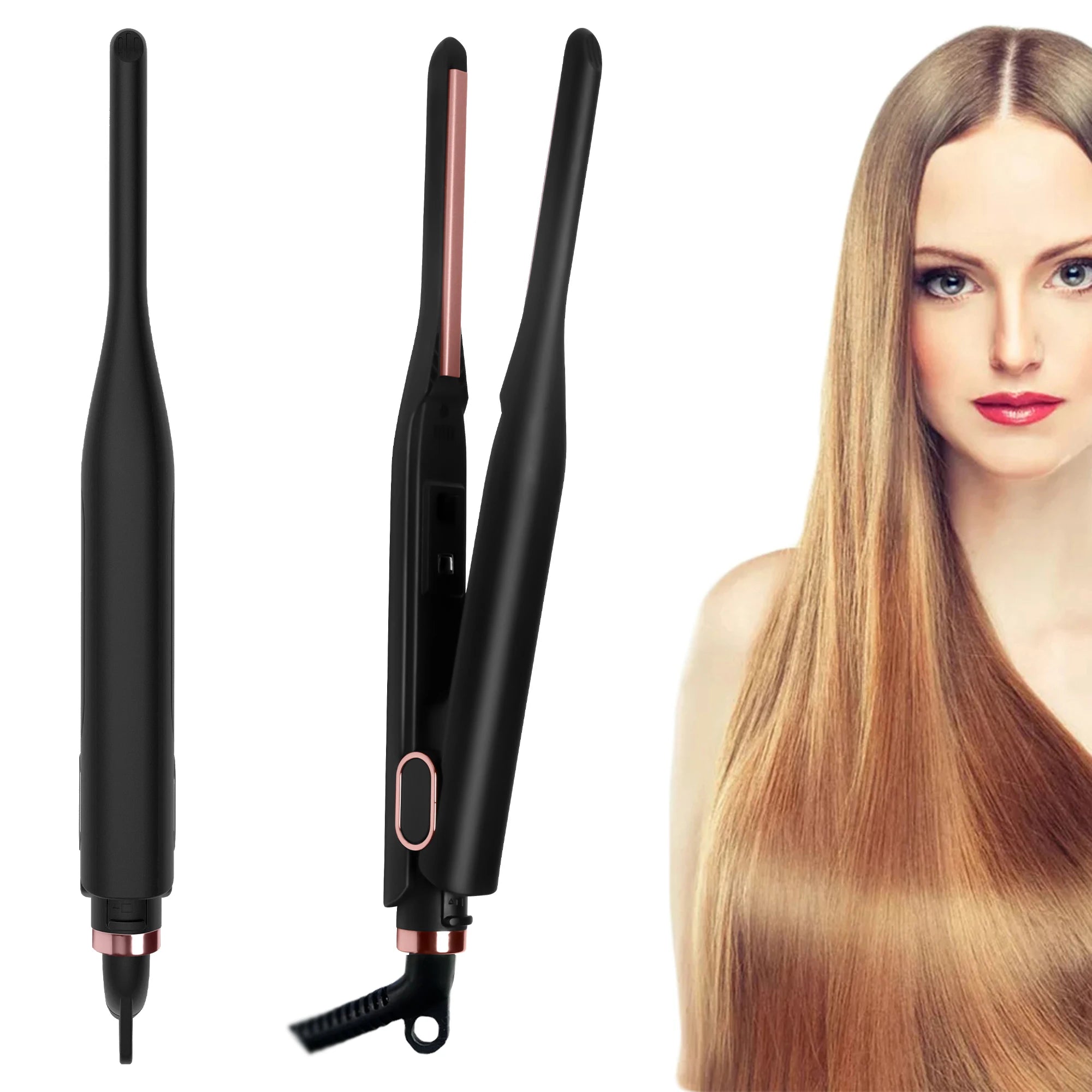 Mini Hair Straightener Small Flat Iron for Short Hair 2 in 1 Hair Straightening Curling Iron Pencil Flat Iron Styling Tools