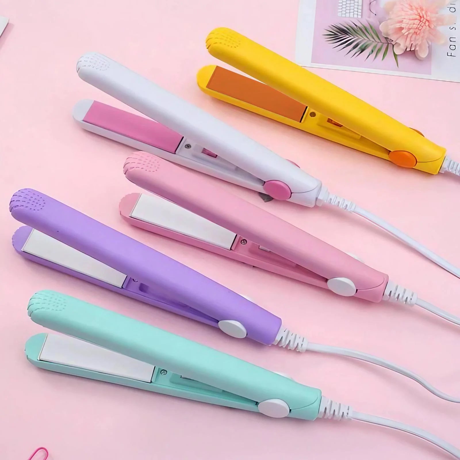 Mini Hair Curling Iron Straightener Small Electric Dual Purpose Bangs Splint for Straight Curly Hair