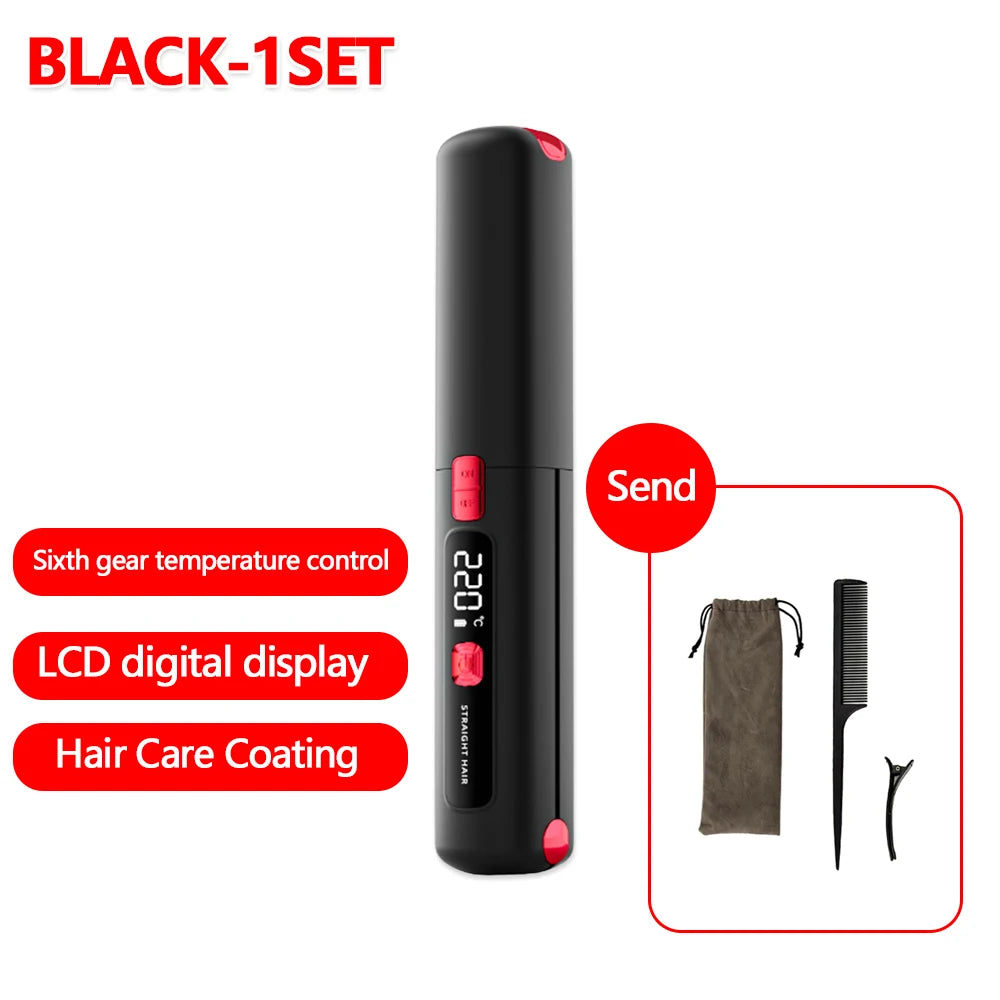 Mini Hair Straightener Curler Wireless Portable USB Charging Dormitory Salon Tool Hair Styling Accessories Travel Use