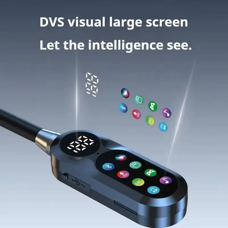 Wireless Neckband Earphones HD Screen Bluetooth 5.5 Headphones HiFi Stereo Waterproof Sports Earbuds Support TF Card