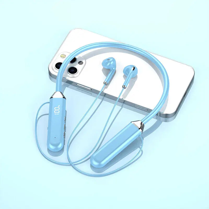Neckband wireless connection compatible 5.2 LED headphones High sound quality stereo power display Magnetic Bluetooth earphones
