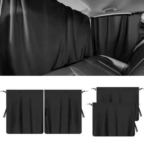 4pcs Car Privacy Curtain Set Window Shade Privacy Travel Nap Night Car Camping Detachable Simple Curtain