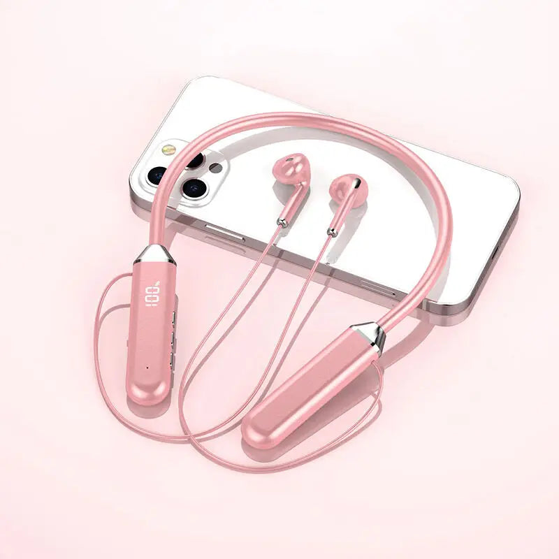 Neckband wireless connection compatible 5.2 LED headphones High sound quality stereo power display Magnetic Bluetooth earphones
