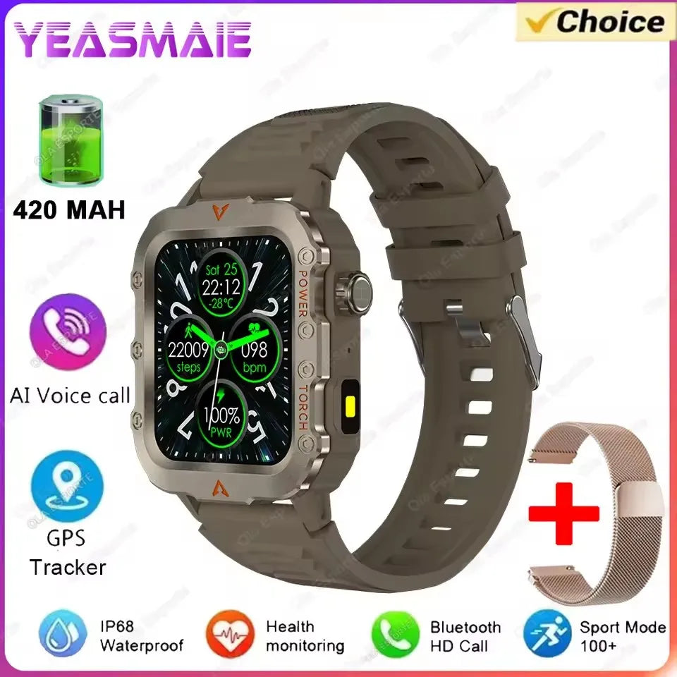 New Outdoor Sports Smart Watch 2.01 inch HD Screen LED Flashlight Bluetooth Talking GPS Tracker Smart Watch for Men Women Gift