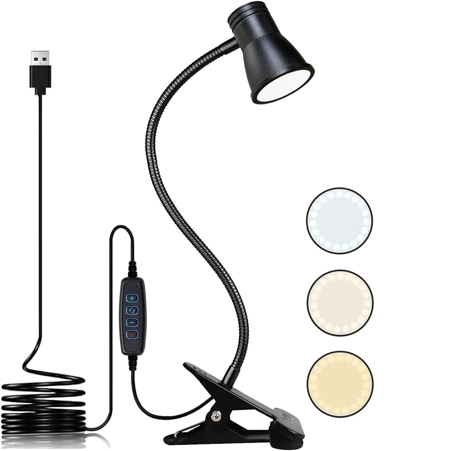 LED Desk Lamp Clip Reading Light Adjustable Brightness Book Light Room Book Lamp Study Read Lamp Flexsible Reading Night Light