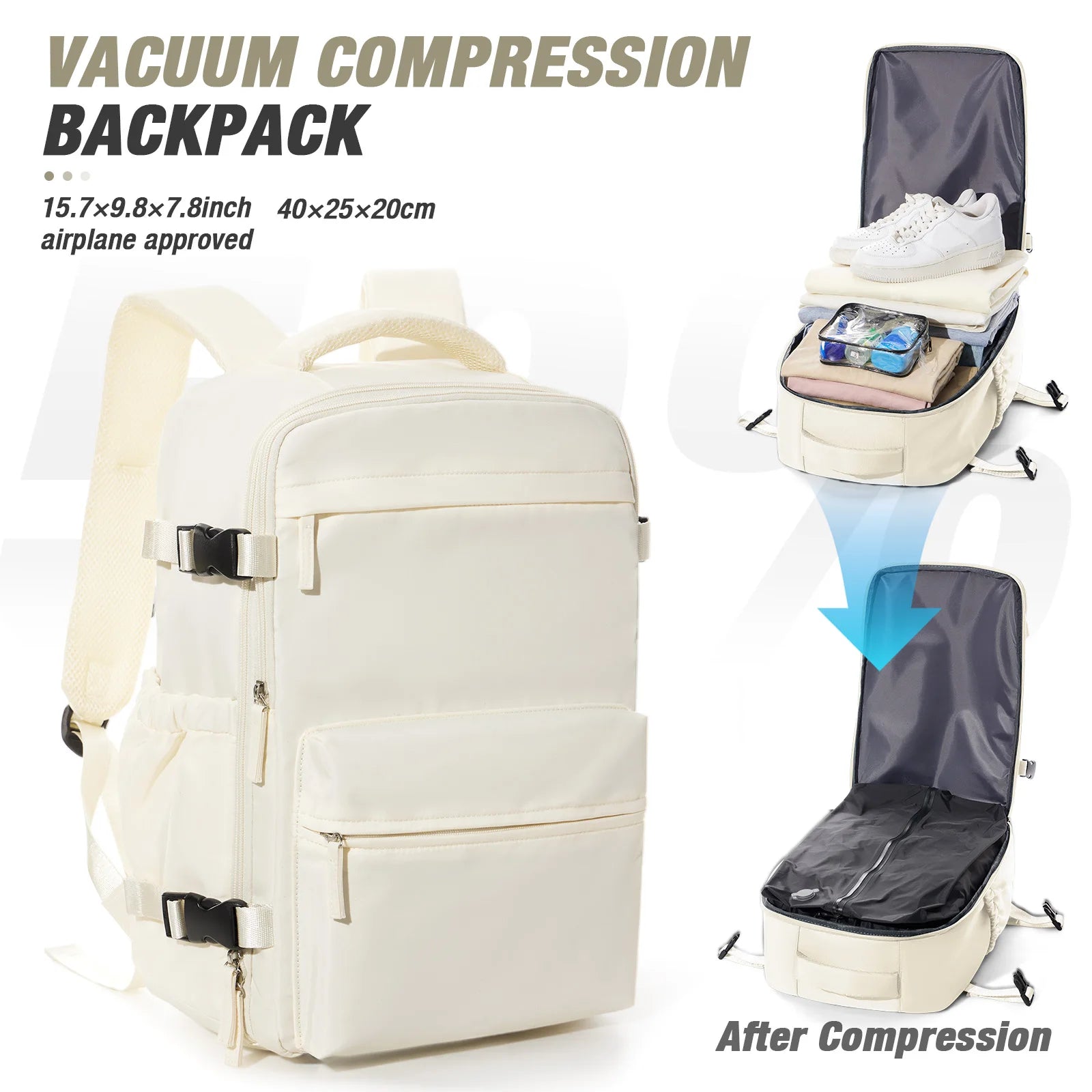 Travel Essentials Vacuum Storage Backpack bags, Air Vacuum Compressed Bag Hand Luggage, Suitcases Vacuum Clothes Storage