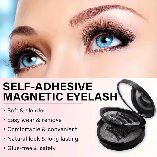 8pcs Magnetic False Eyelashes,No Glue Required with Tweezers,Reusable Double Magnetic False Eyelashes Makeup for Party Daily Use