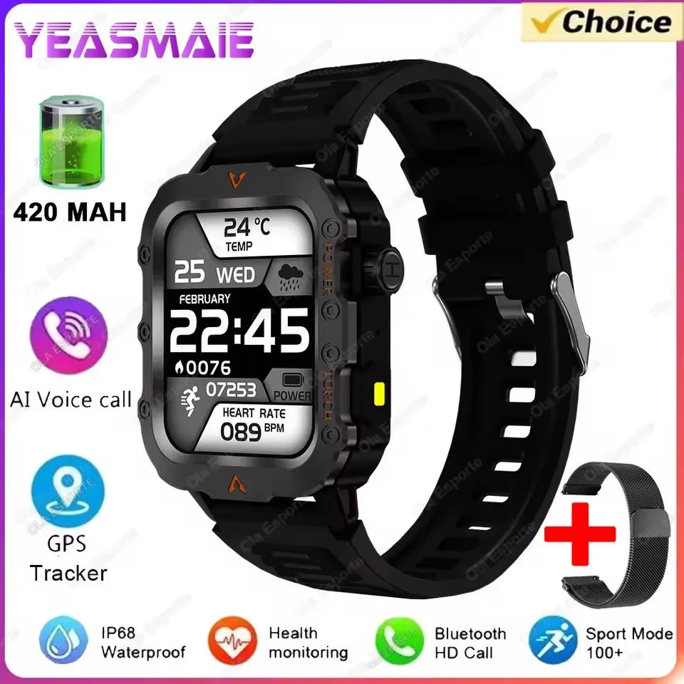 New Outdoor Sports Smart Watch 2.01 inch HD Screen LED Flashlight Bluetooth Talking GPS Tracker Smart Watch for Men Women Gift