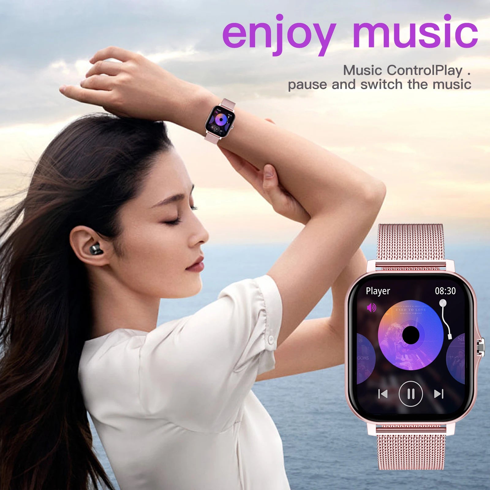 Smart Watch, Wireless Call/Dial, Multi-Sport Mode, Multiple APP Reminders, Suitable for Men and Women, Compatible with IPhone/An