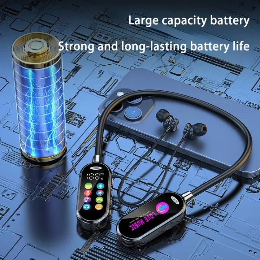 Wireless Neckband Bluetooth Earbuds Ear Monitor Karaoke Live Headphones ENC Noise Reduction Long Lasting Battery TF Card