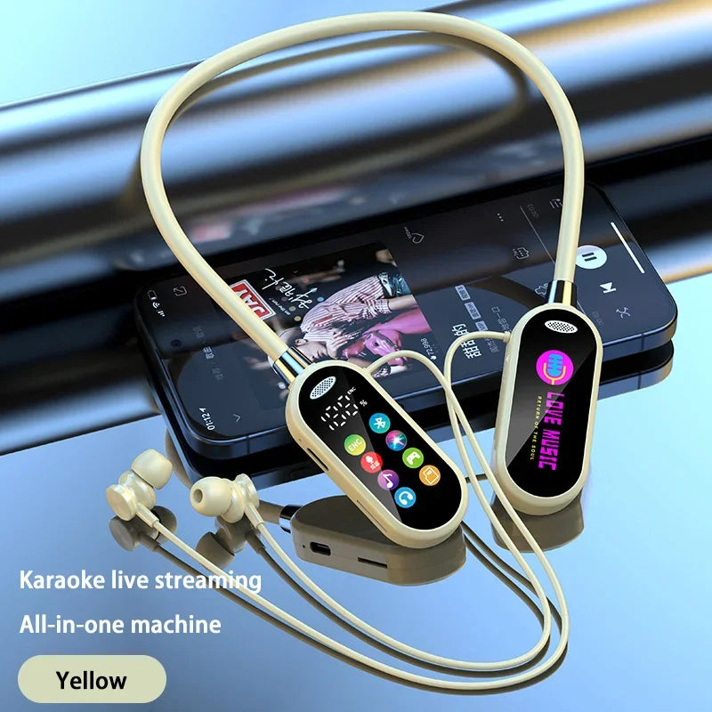 Wireless Neckband Bluetooth Earbuds Ear Monitor Karaoke Live Headphones ENC Noise Reduction Long Lasting Battery TF Card