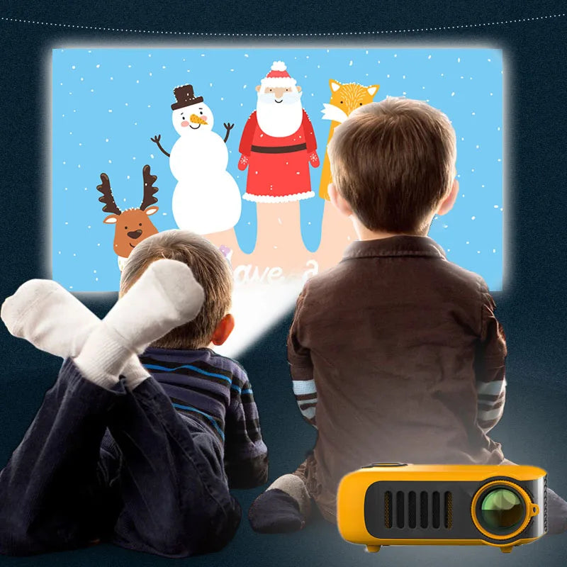 Mini Projector, Multi-Port Design, 4-Way Projection, Manual Focus, 1080P Support, Home Office Outdoor Projector