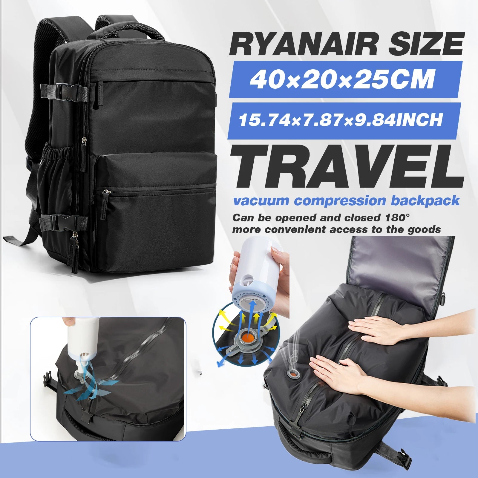 Travel Essentials Vacuum Storage Backpack bags, Air Vacuum Compressed Bag Hand Luggage, Suitcases Vacuum Clothes Storage