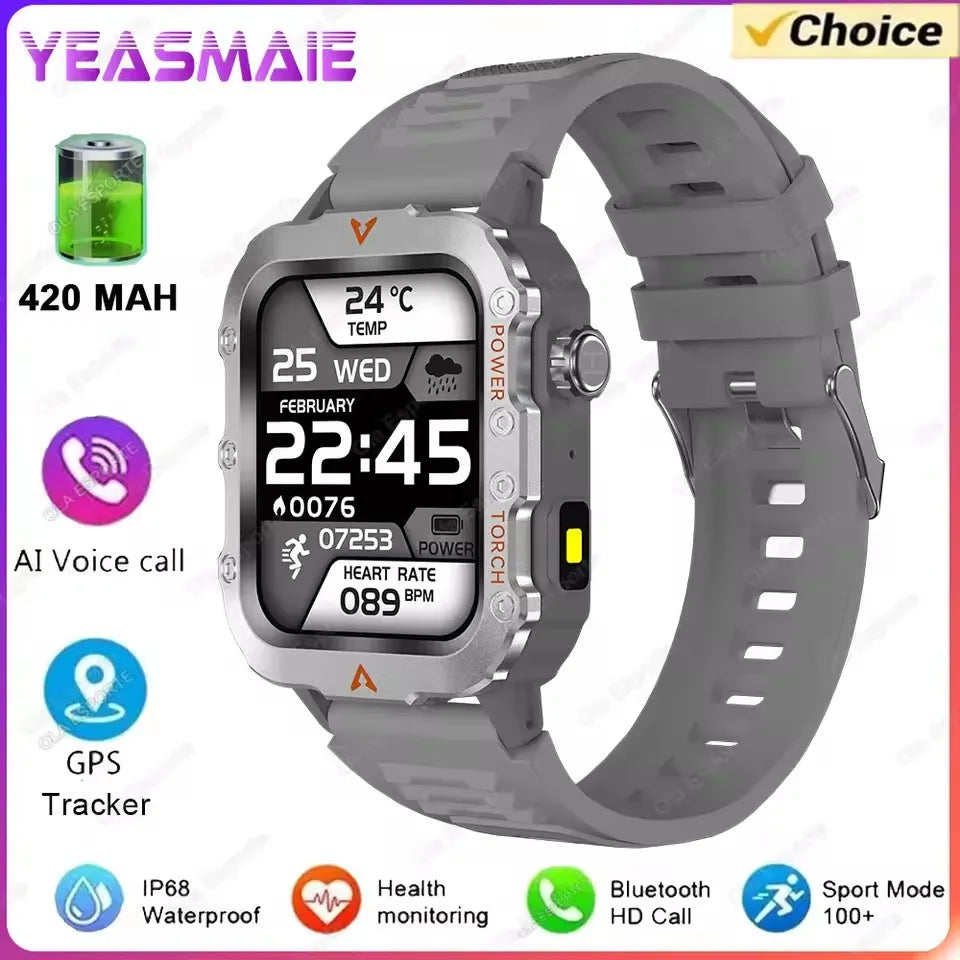 New Outdoor Sports Smart Watch 2.01 inch HD Screen LED Flashlight Bluetooth Talking GPS Tracker Smart Watch for Men Women Gift