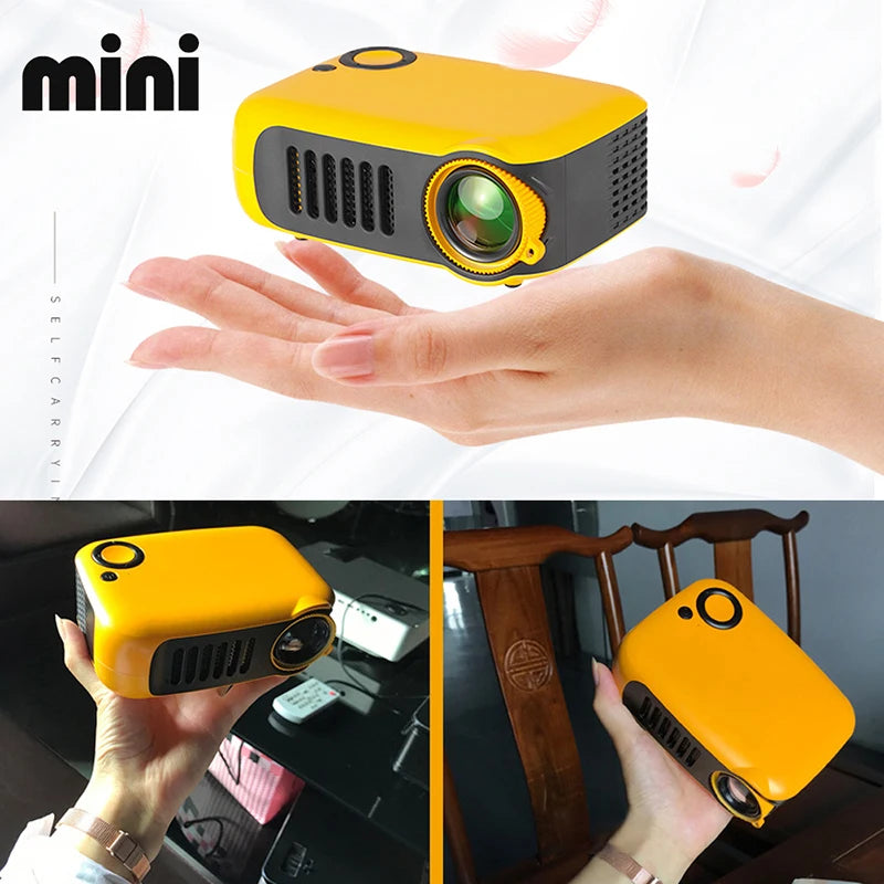 Mini Projector, Multi-Port Design, 4-Way Projection, Manual Focus, 1080P Support, Home Office Outdoor Projector