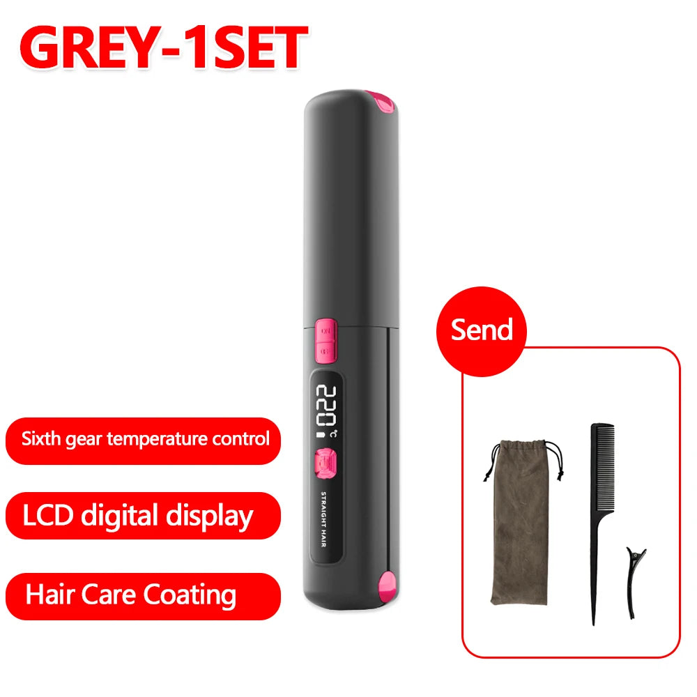 Mini Hair Straightener Curler Wireless Portable USB Charging Dormitory Salon Tool Hair Styling Accessories Travel Use