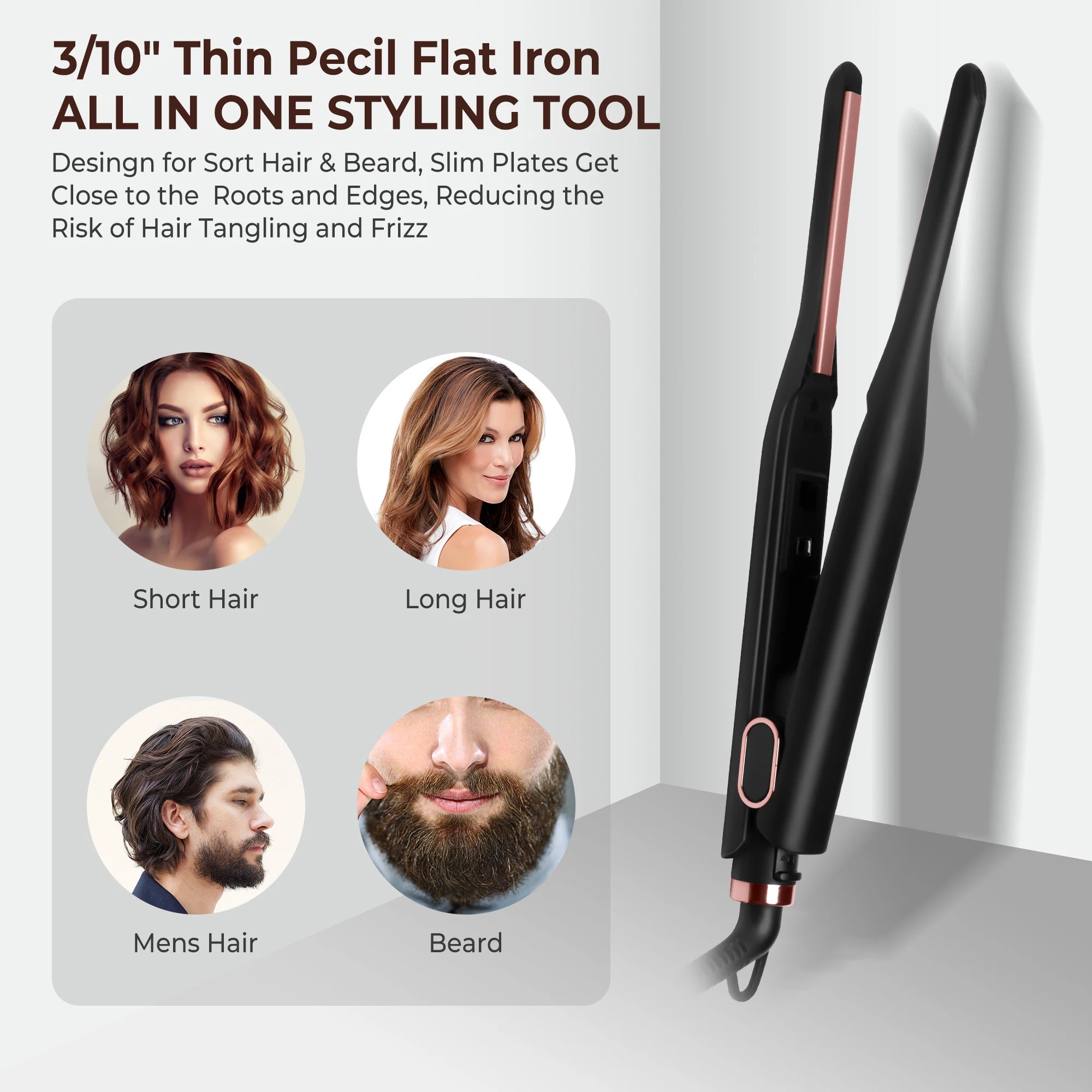 Mini Hair Straightener Small Flat Iron for Short Hair 2 in 1 Hair Straightening Curling Iron Pencil Flat Iron Styling Tools